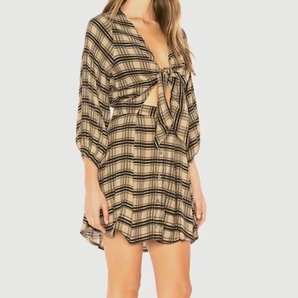 Faithfull The Brand Trinidad Dress in Hillary Plaid -Size 4 Small NWT - Picture 1 of 6
